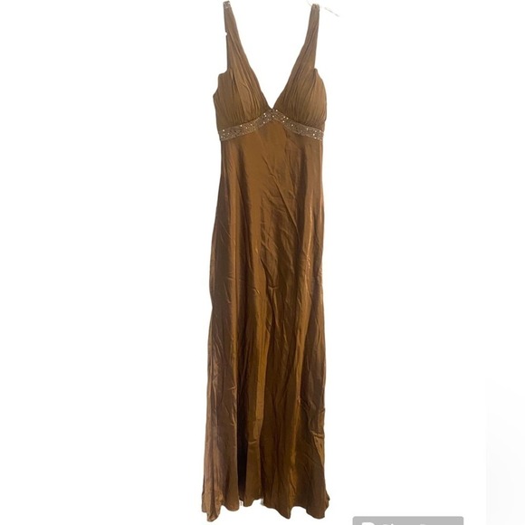 Adrianna Papell Evening Gown 100% silk dress embellished straps 6 - Picture 1 of 7